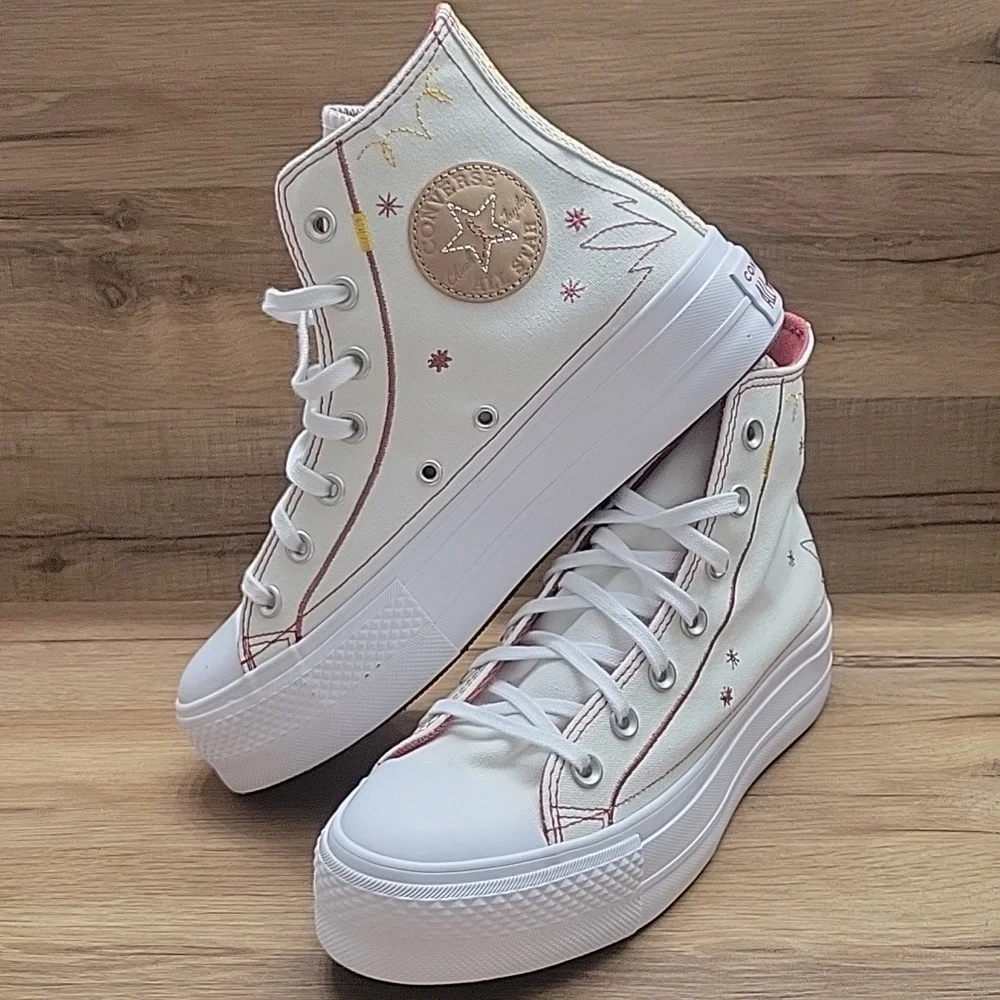 Converse Women's White and Red High-Top Sneakers